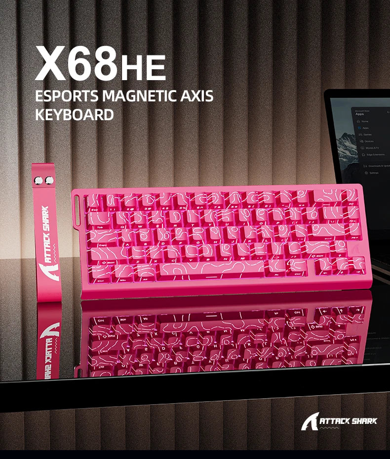 ATTACK SHARK X68HE Magnetic Keyboard Red Wired Mechanical for Pro Gaming 0.01mm Rapid Trigg 8000Hz SOCD/Rs 0.125ms 128K Rate